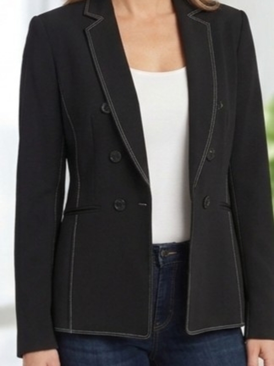 Donna Karan Jackets & Blazers - ​Donna Karan New York Women's Double-Breasted Contrast Stitch Blazer - Size L